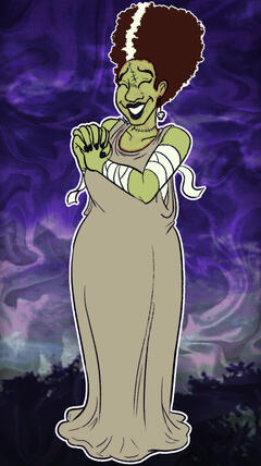 Amber in her Halloween costume (Arcade).